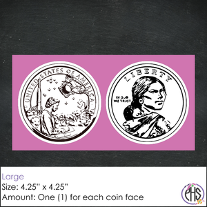 Black and White One-dollar Coin Stickers $1