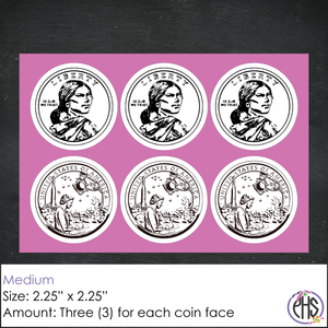 Black and White One-dollar Coin Stickers $1