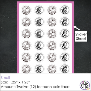 Black and White One-dollar Coin Stickers $1