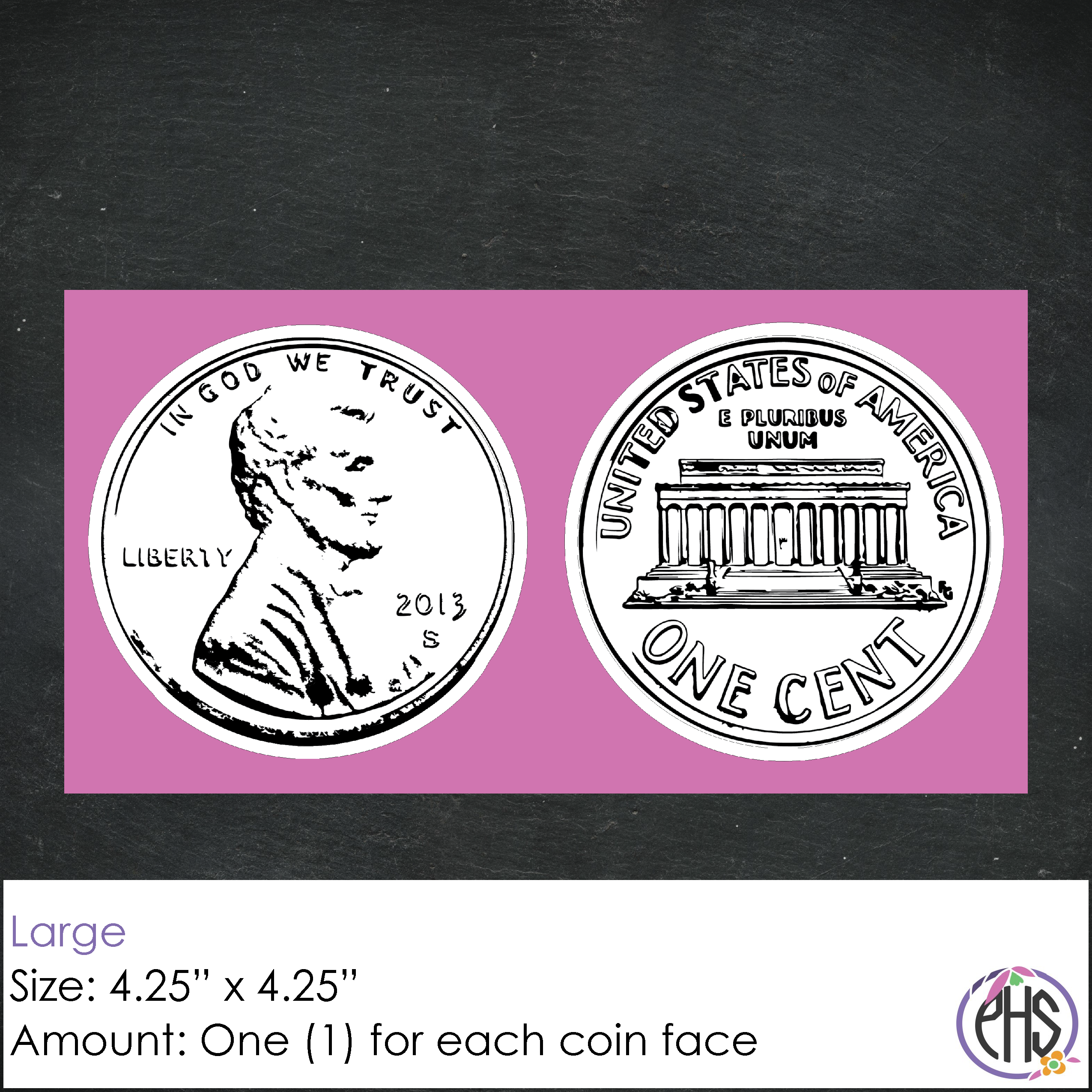 Black and White One-cent Coin Stickers 1¢