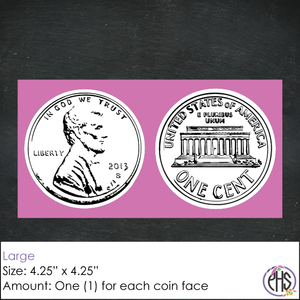 Black and White One-cent Coin Stickers 1¢