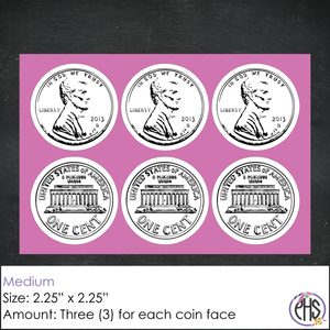 Black and White One-cent Coin Stickers 1¢