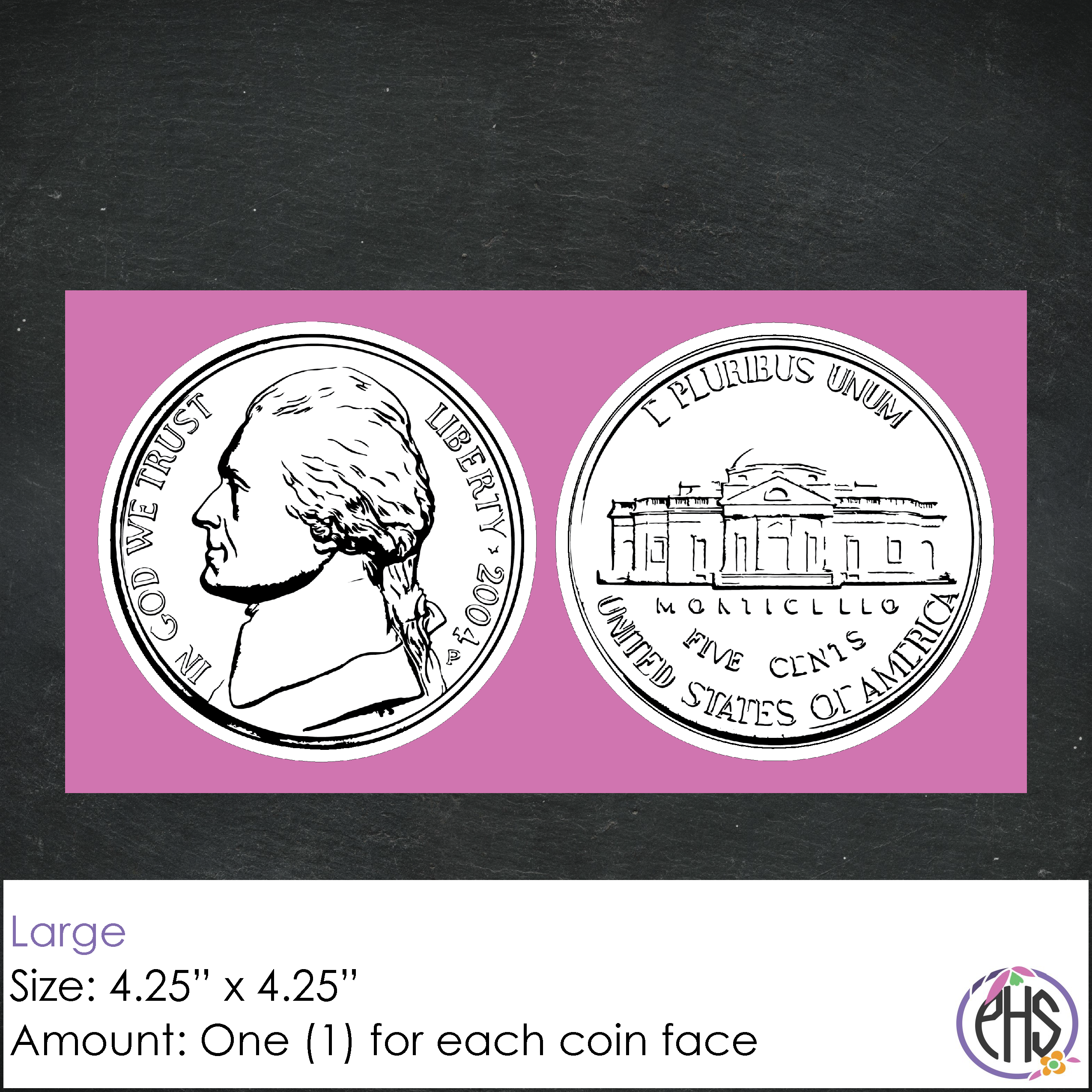 Black and White Five-cents Coin Stickers 5¢