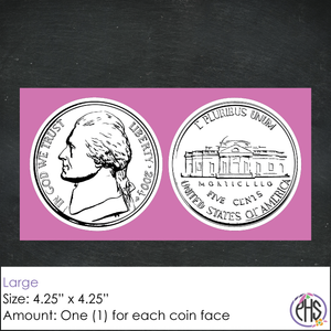 Black and White Five-cents Coin Stickers 5¢