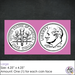 Black and White Ten-cents Coin Stickers 10¢