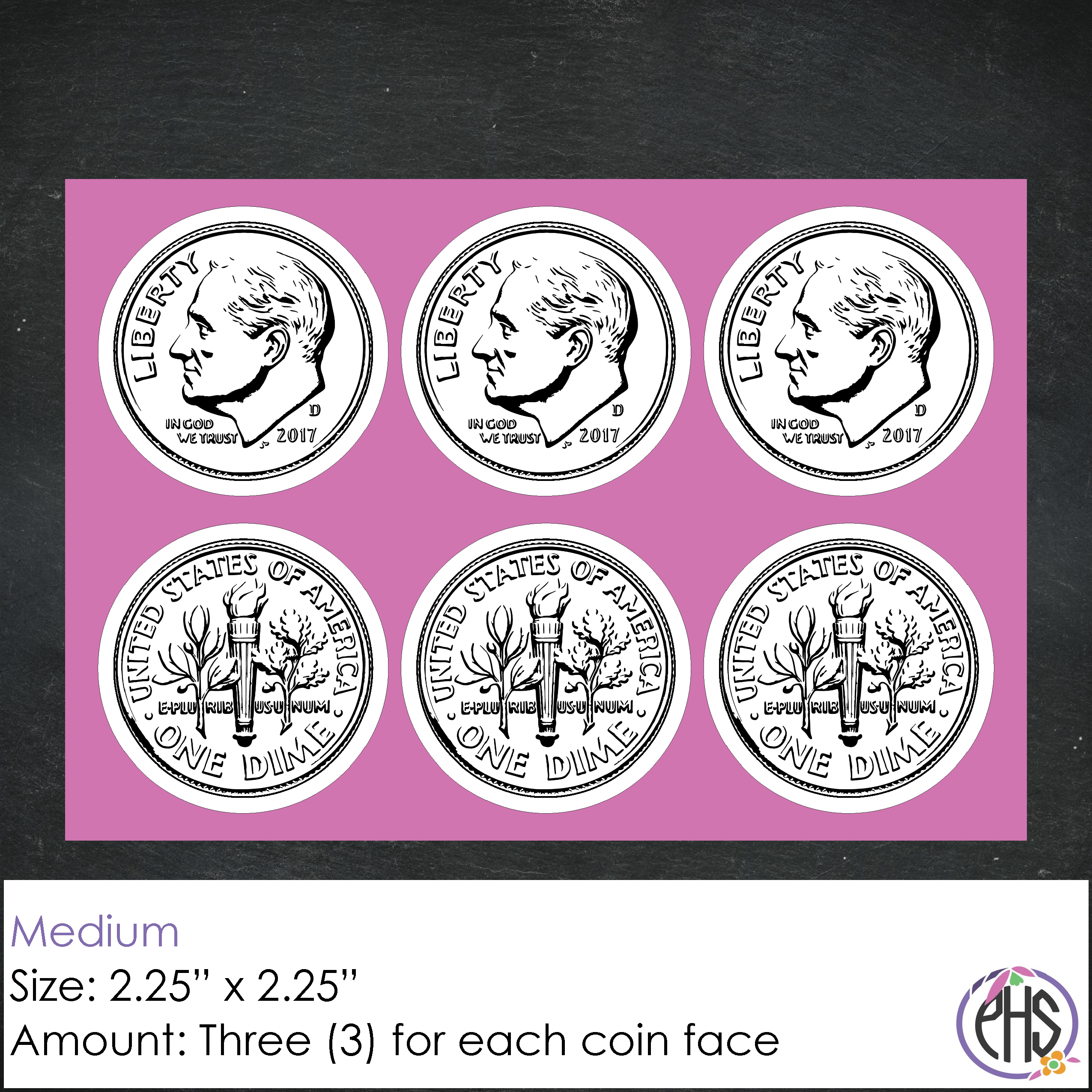 Black and White Ten-cents Coin Stickers 10¢