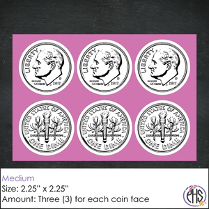 Black and White Ten-cents Coin Stickers 10¢