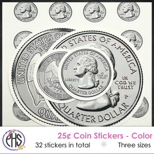 Twenty-five-cents Coin Stickers 25¢