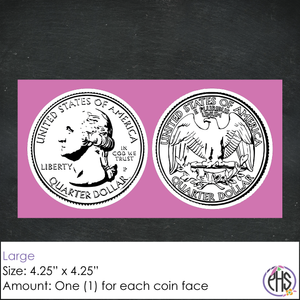 Black and White Twenty-five-cents Coin Stickers 25¢