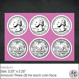 Black and White Twenty-five-cents Coin Stickers 25¢