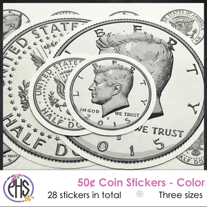 Fifty-cents Coin Stickers 50¢