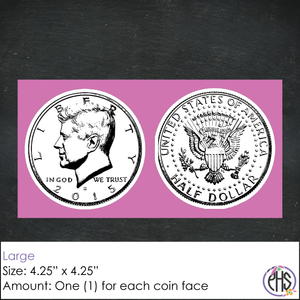 Black and White Fifty-cents Coin Stickers 50¢