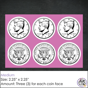 Black and White Fifty-cents Coin Stickers 50¢