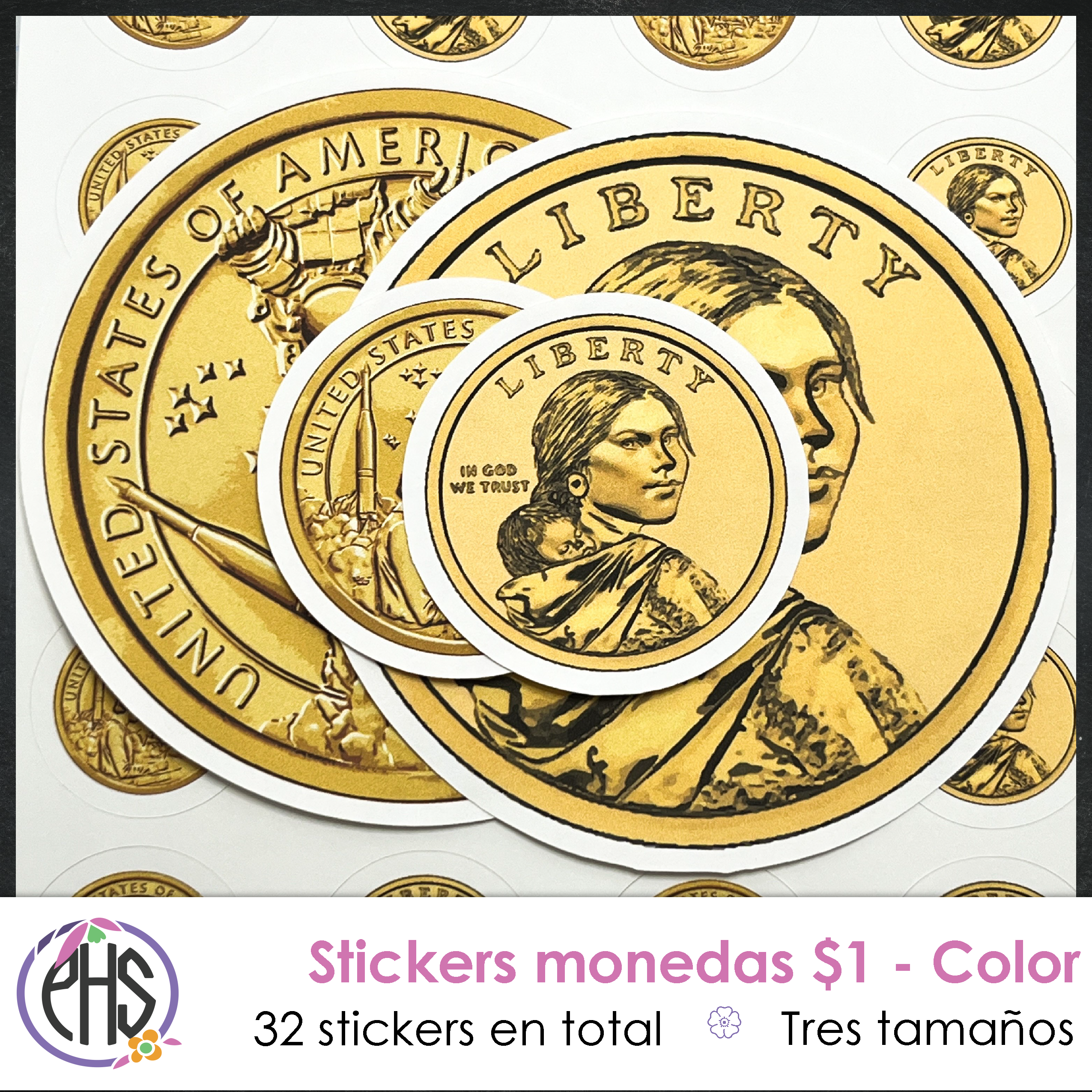 Stickers Monedas de un dolar $1