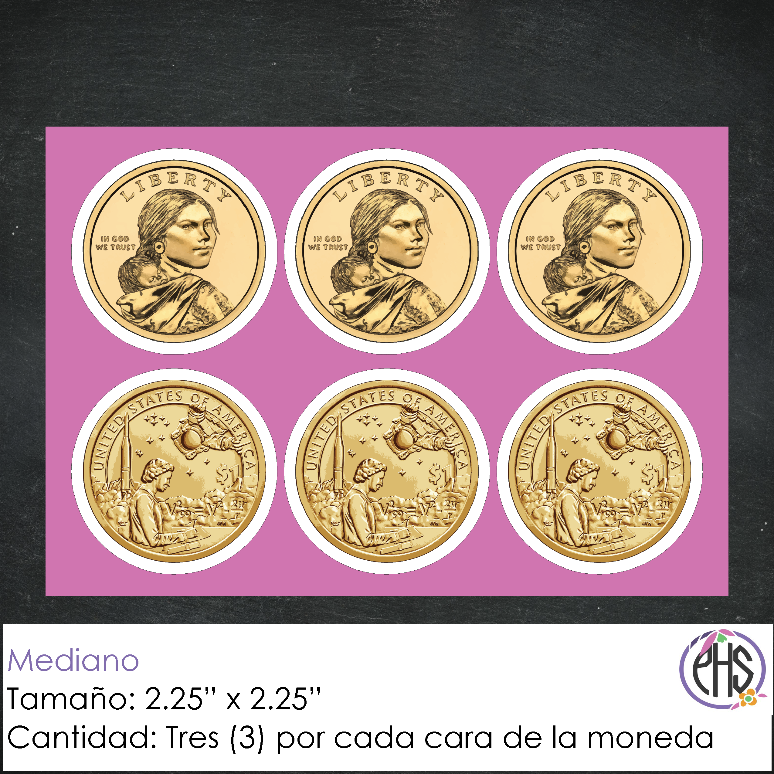 Stickers Monedas de un dolar $1