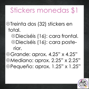 Stickers Monedas de un dolar $1