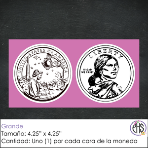 Stickers Monedas de un dolar $1 / Blanco y negro