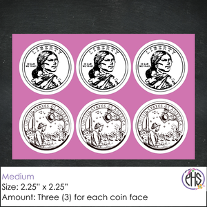 Stickers Monedas de un dolar $1 / Blanco y negro