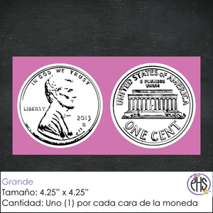 Stickers Monedas de un centavo 1¢ / Blanco y negro