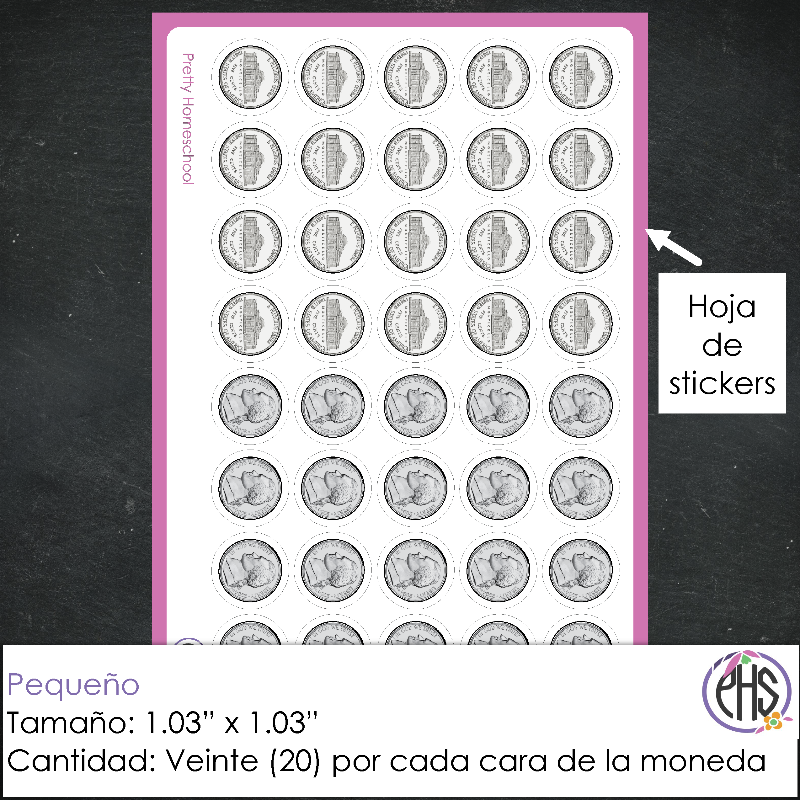 Stickers Monedas de cinco centavos 5¢