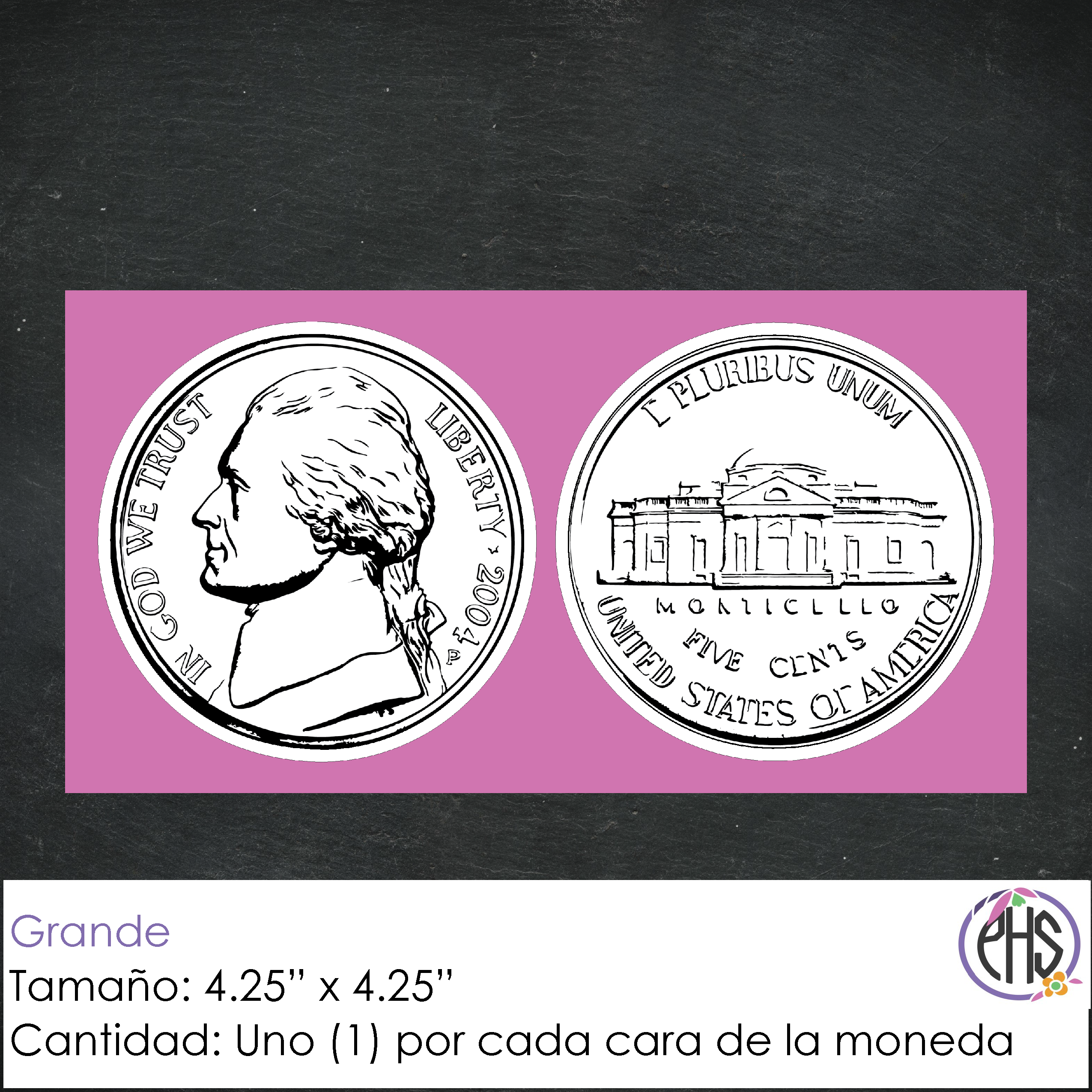 Stickers Monedas de cinco centavos 5¢ / Blanco y negro