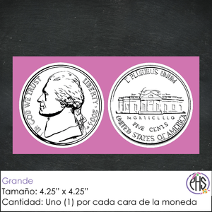 Stickers Monedas de cinco centavos 5¢ / Blanco y negro