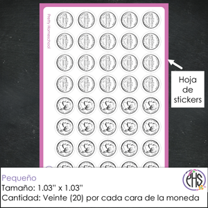 Stickers Monedas de cinco centavos 5¢ / Blanco y negro