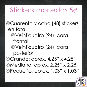 Stickers Monedas de cinco centavos 5¢ / Blanco y negro