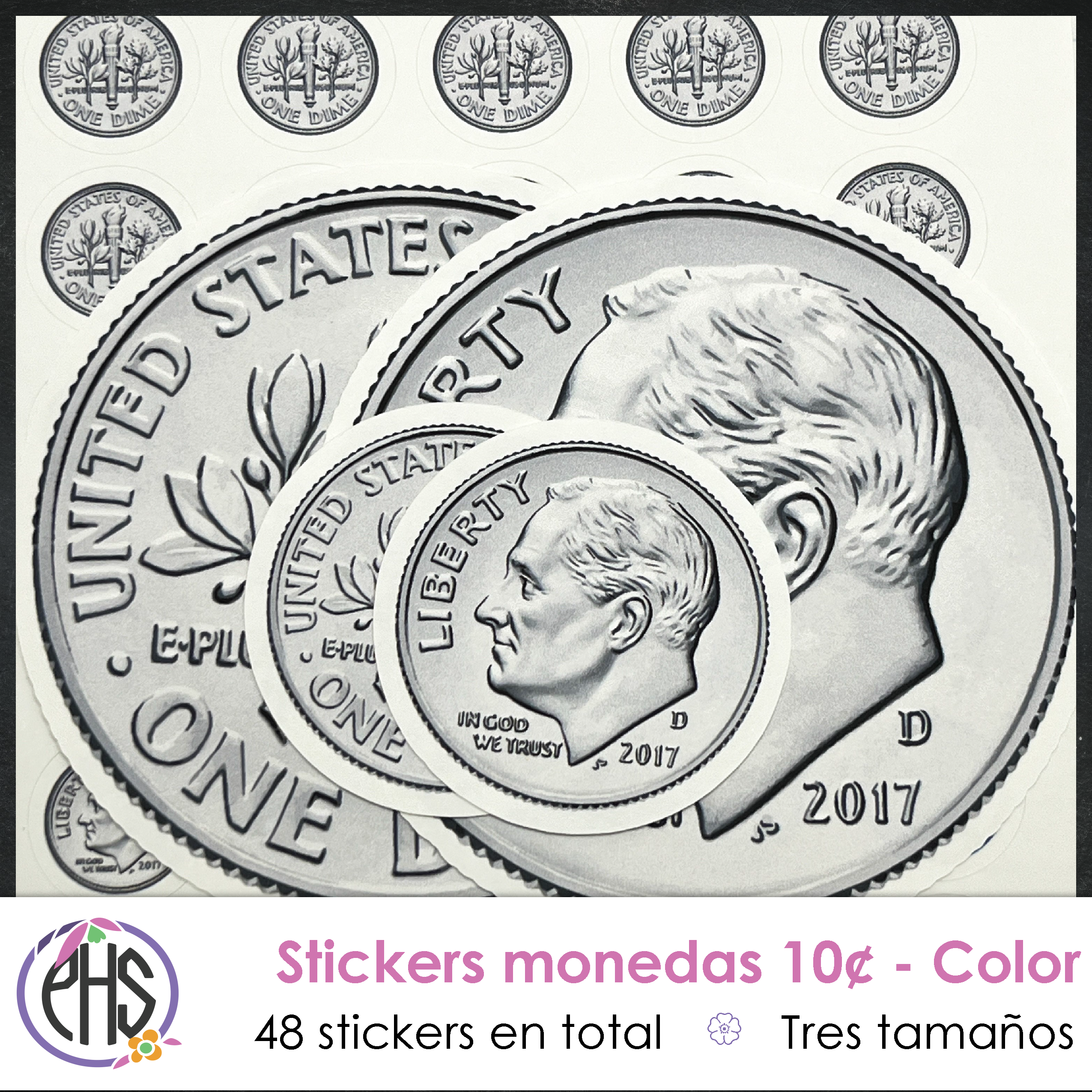 Stickers Monedas de diez centavos 10¢