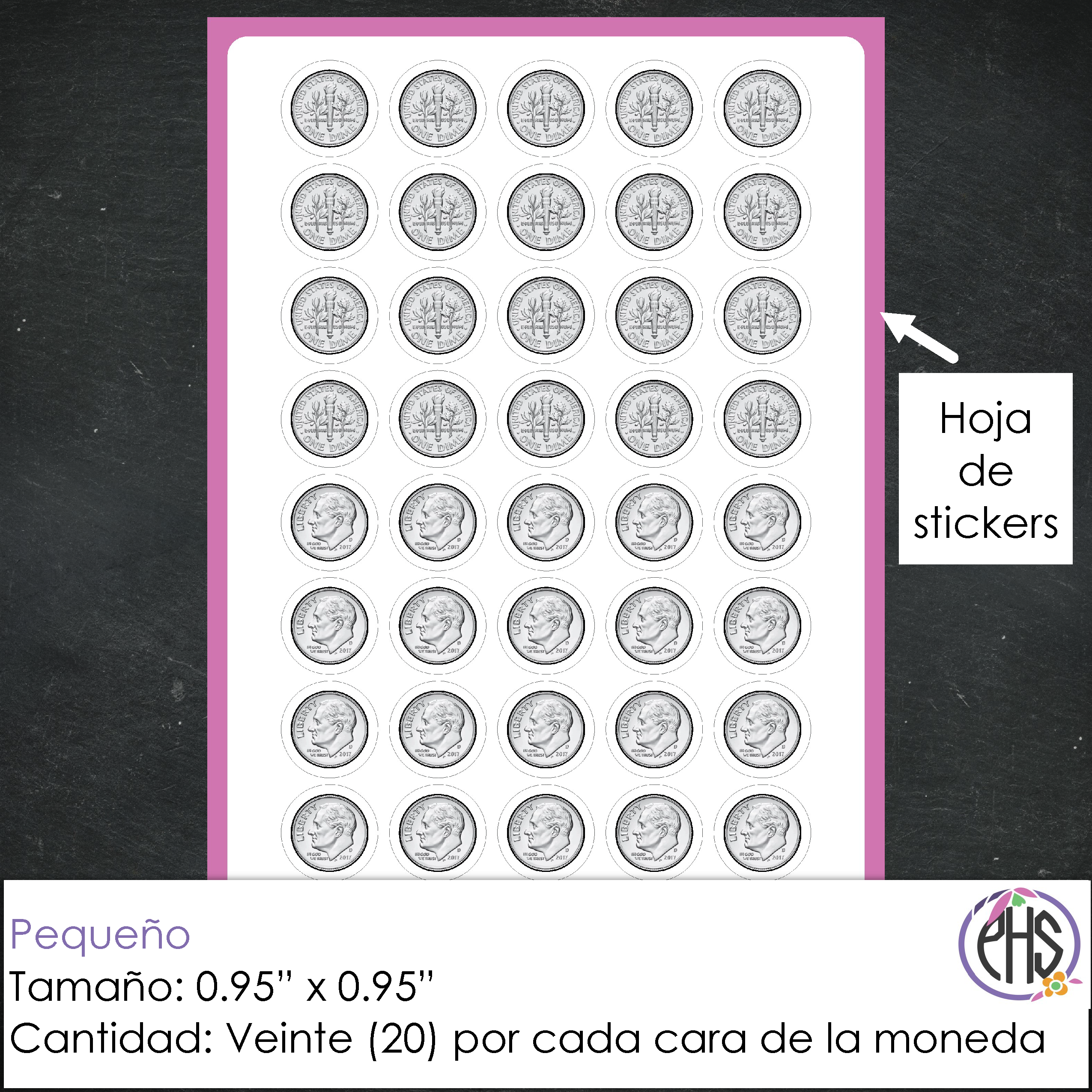 Stickers Monedas de diez centavos 10¢