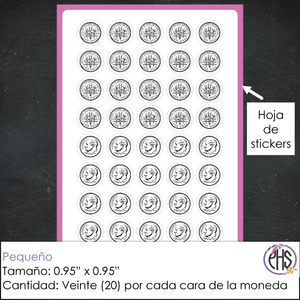 Stickers Monedas de diez centavos 10¢ / Blanco y negro