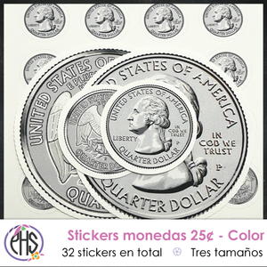 Stickers Monedas de veinticinco centavos 25¢