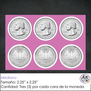 Stickers Monedas de veinticinco centavos 25¢