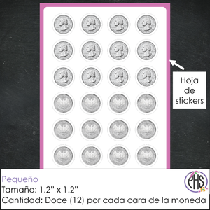 Stickers Monedas de veinticinco centavos 25¢