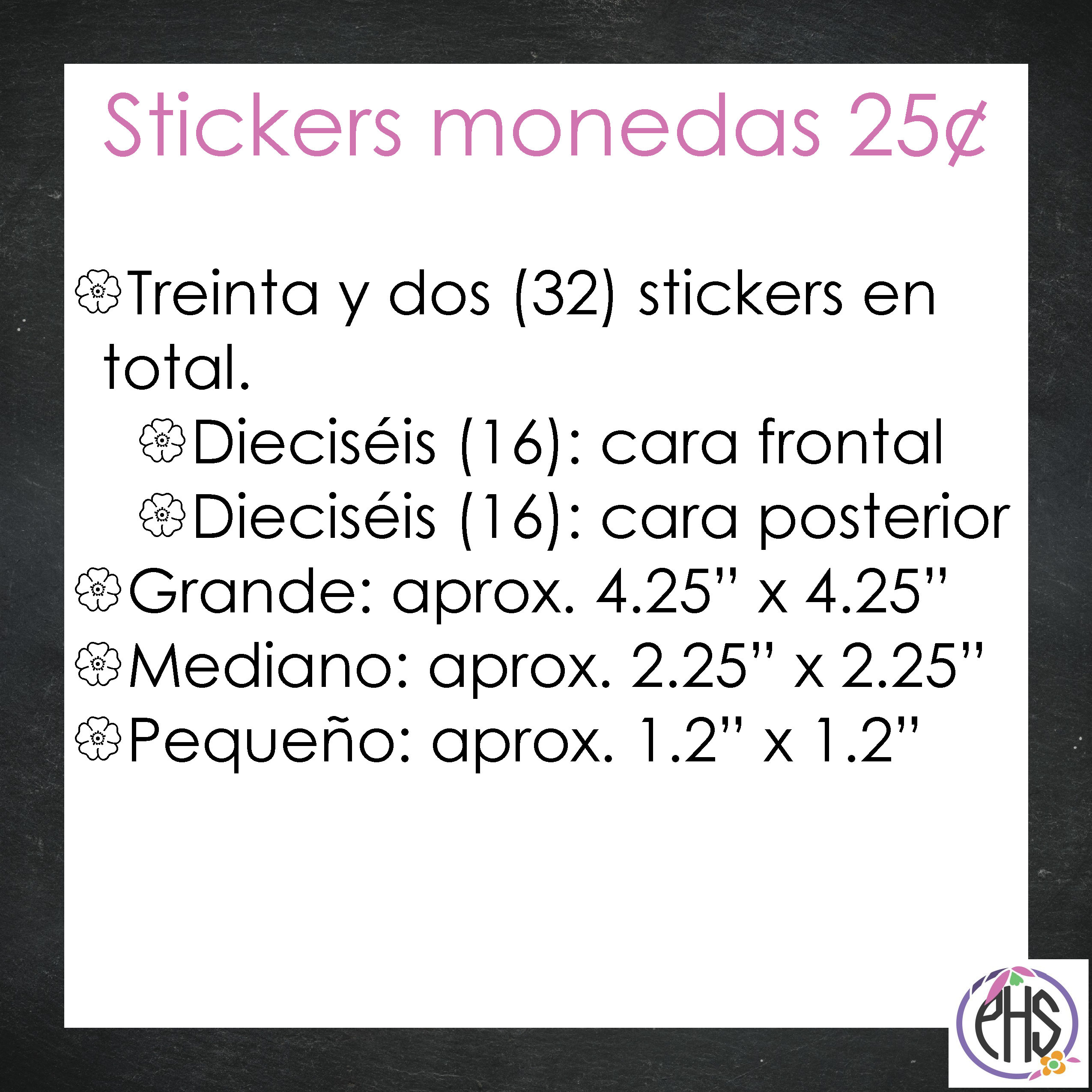 Stickers Monedas de veinticinco centavos 25¢ / Blanco y negro