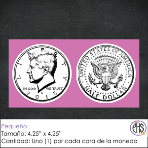 Stickers Monedas de cincuenta centavos 50¢ / Blanco y negro