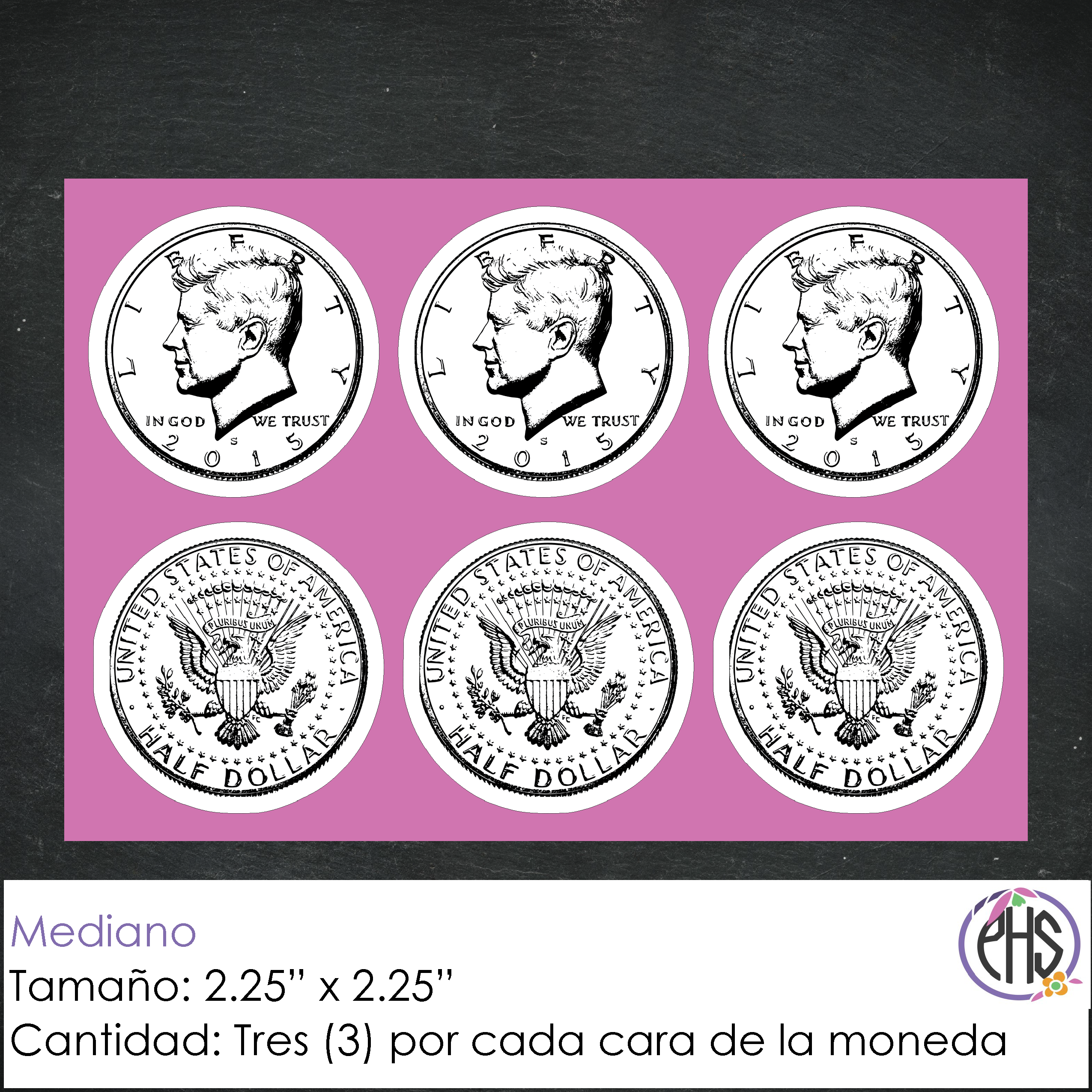 Stickers Monedas de cincuenta centavos 50¢ / Blanco y negro