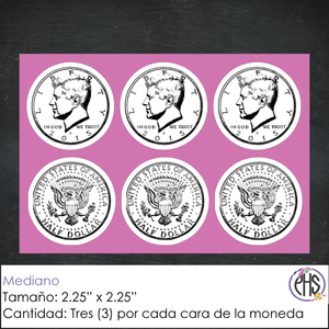 Stickers Monedas de cincuenta centavos 50¢ / Blanco y negro