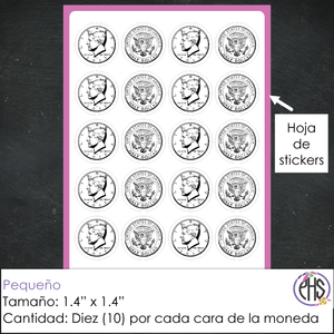 Stickers Monedas de cincuenta centavos 50¢ / Blanco y negro