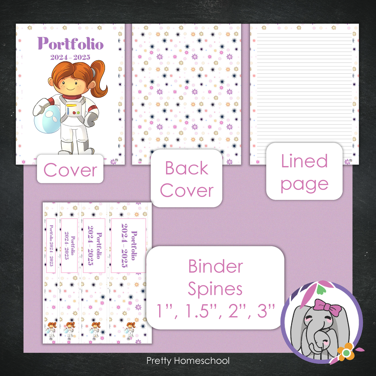 Editable and Printable Portfolio Binder Covers and Spines | Astronaut ...