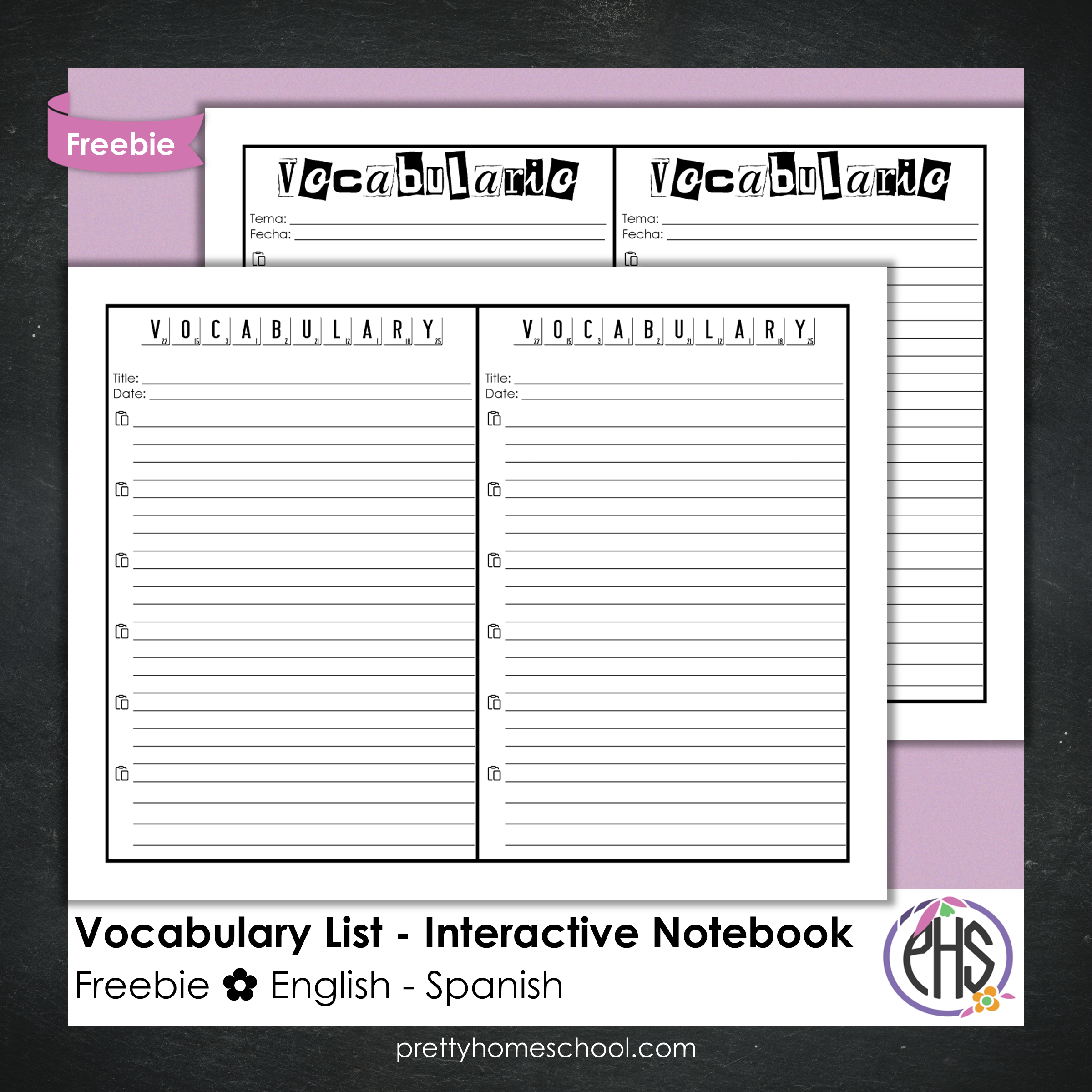 Vocabulary List - Interactive Notebook - Freebie