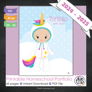 Printable Homeschool Portfolio | End-of-the-Year Homeschool Binder | Wannabe Unicorns Theme