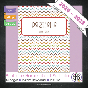 Printable Homeschool Portfolio | End-of-the-Year Homeschool Binder | Chevron Theme