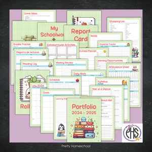 Printable Homeschool Portfolio | End-of-the-Year Homeschool Binder | Kawaii School Supplies Theme