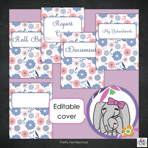 Printable Homeschool Portfolio | End-of-the-Year Homeschool Binder | Blue and Coral Flowers Theme