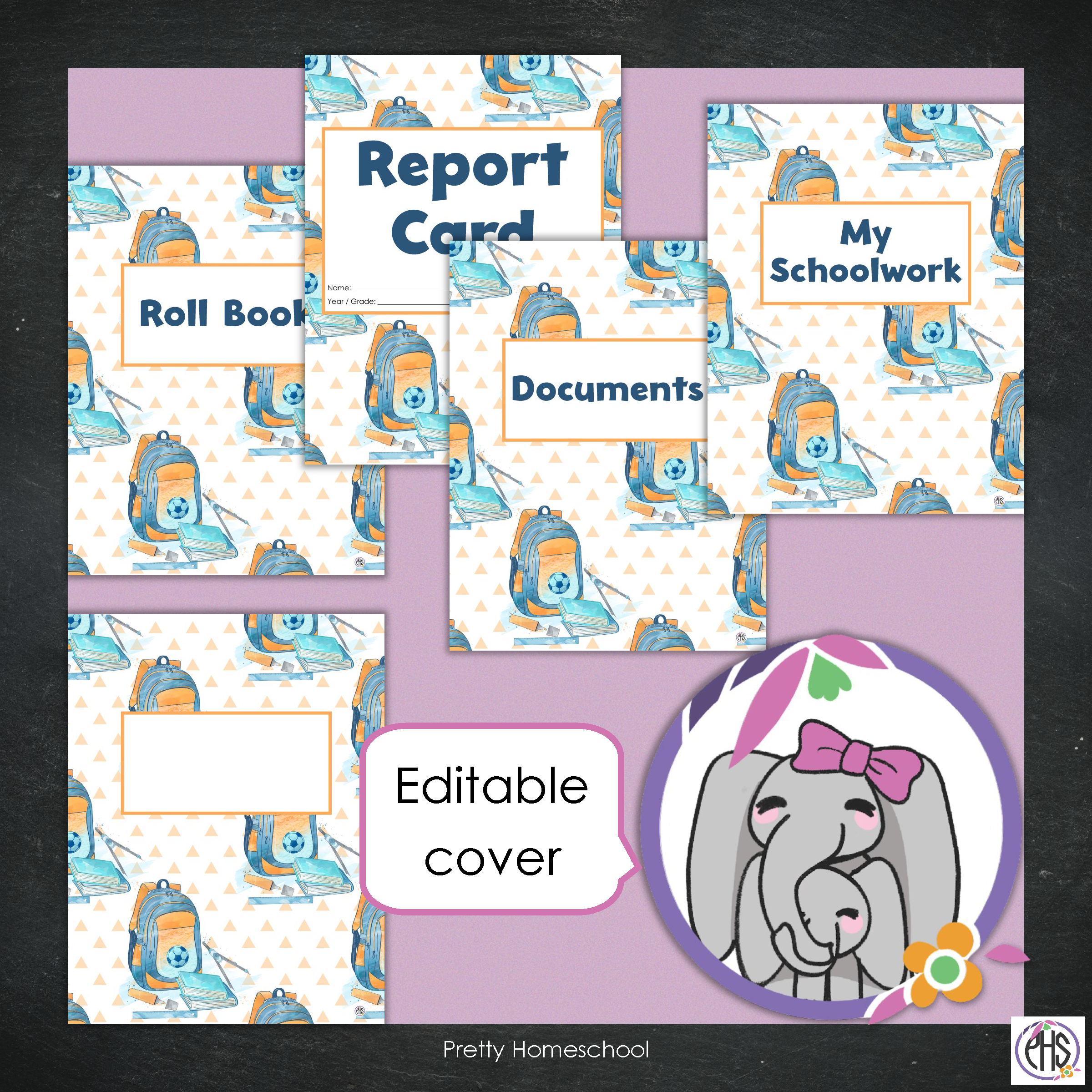 Printable Homeschool Portfolio | End-of-the-Year Homeschool Binder | Blue School Stationary Theme