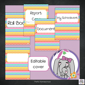 Printable Homeschool Portfolio | End-of-the-Year Homeschool Binder | Bright Chevron Colors Theme