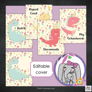 Printable Homeschool Portfolio | End-of-the-Year Homeschool Binder | Pink Dinosaur Princess Theme
