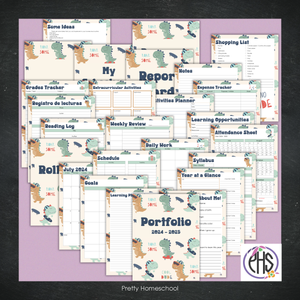 Printable Homeschool Portfolio | End-of-the-Year Homeschool Binder | Cool Dinosaurs Theme