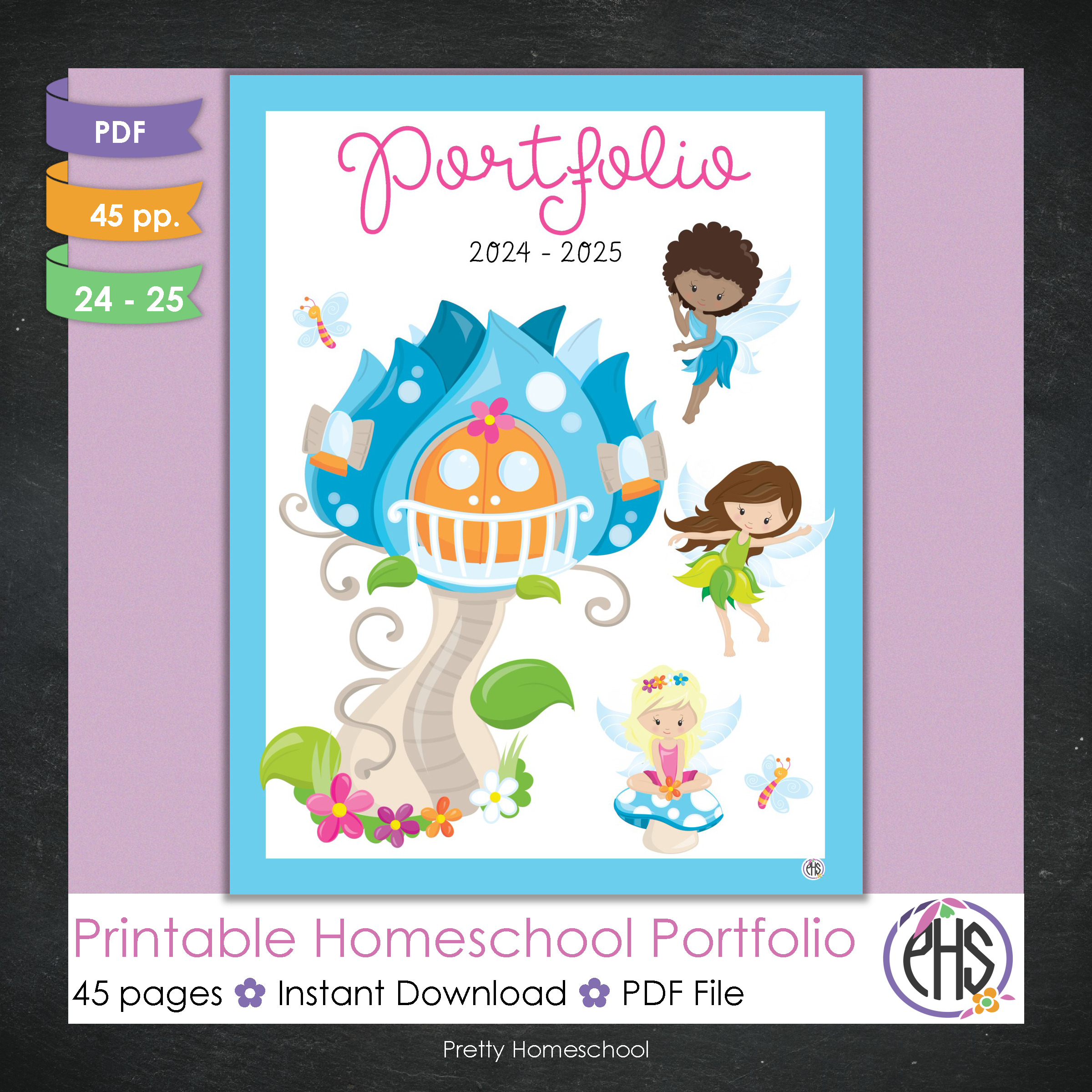 Printable Homeschool Portfolio | End-of-the-Year Homeschool Binder | Fairies Theme